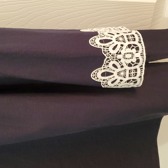 BEAUTY!PRESTON&YORK TABITHA STRETCH LINEN 3/4 SLEEVE SPLIT V-NECK EMBROI… - Picture 5 of 8